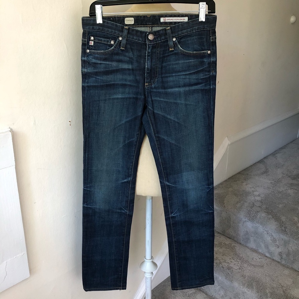 AG Adriano Goldschmied Premiere Skinny Straights Mid Rise Blue Denim Jeans Sz 27 - Picture 3 of 9